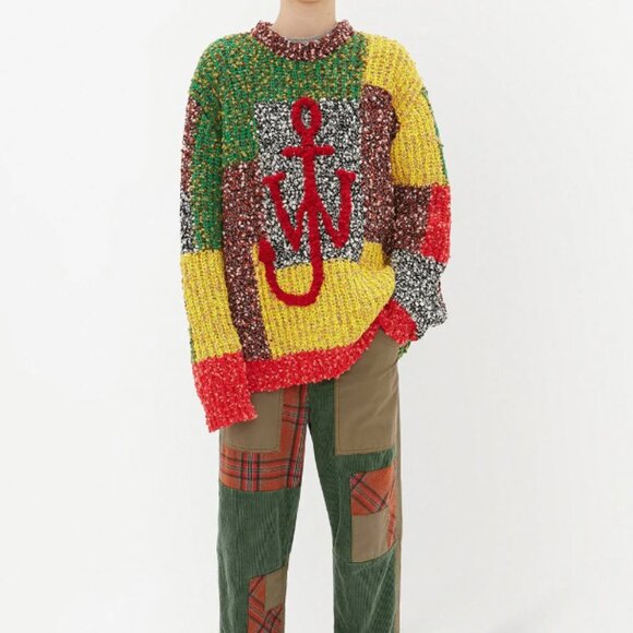 BNWT AW21 J.W.ANDERSON ANCHOR PATCHWORK SWEATER L - Picture 1 of 12